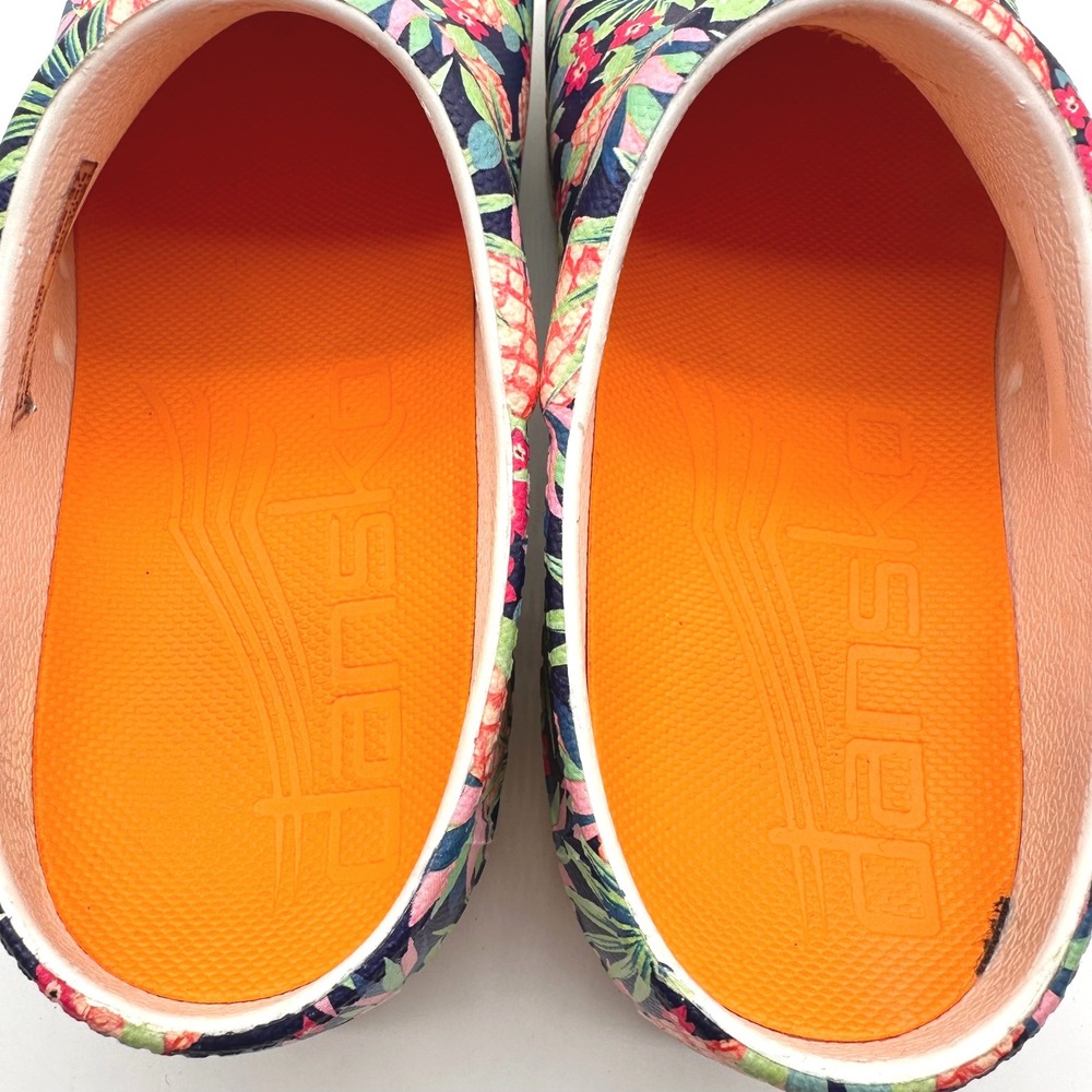 Dansko Kane Pineapple Floral Eva Open Back Clogs Navy Orange Tropical 37/6.5-7 - Picture 5 of 9